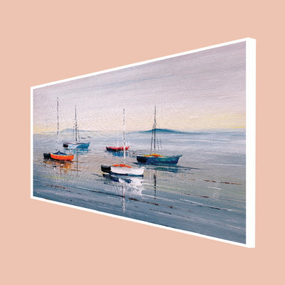 Acrylic Color Boat Abstract Floating Frame Canvas Wall painting