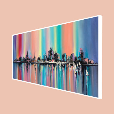 City View Abstract Canvas Floating Frame Wall Painting