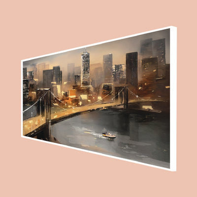 New York City Bridge Canvas Floating Frame Wall Painting
