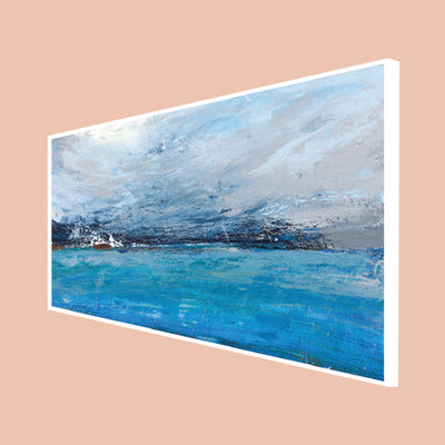Monochromatic Blue Abstract Canvas Floating Frame Wall Painting