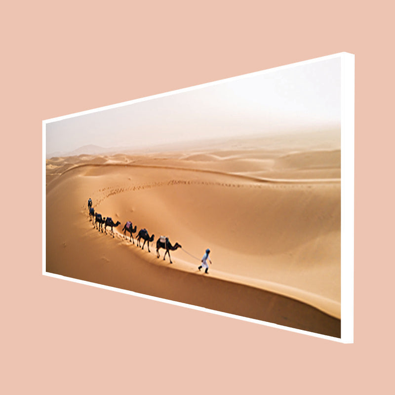 Camel Desert Canvas Floating Frame Wall Painting