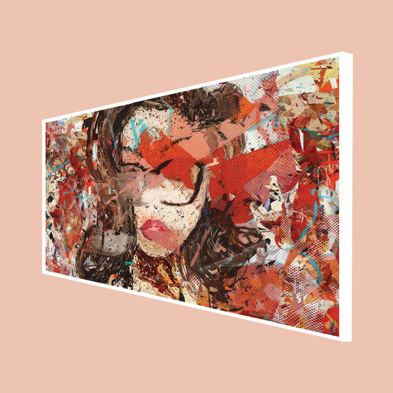 Beautiful Girl Abstract Canvas Floating Frame Wall Painting