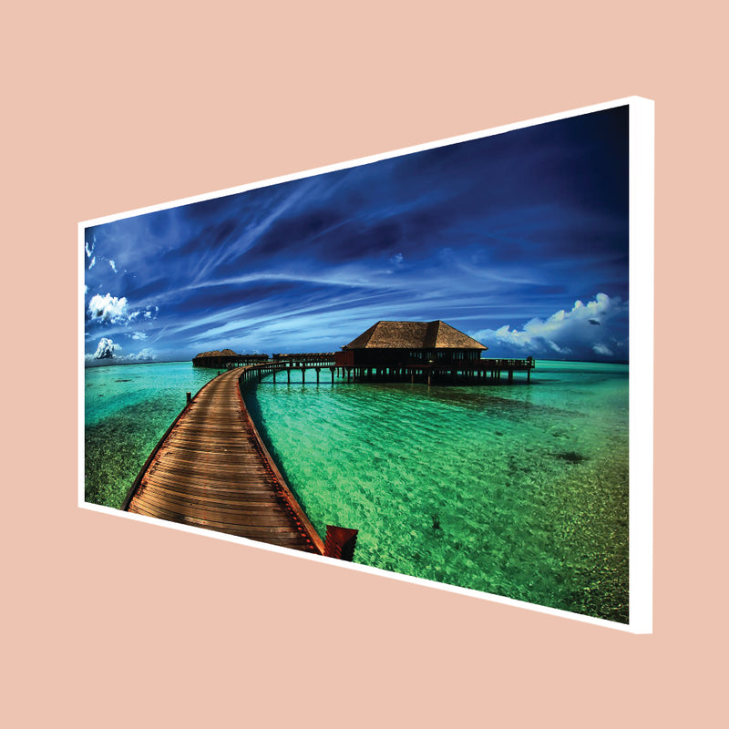 Colourful Beach Canvas Floating Frame Wall Painting