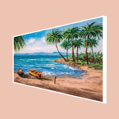 Beach View Canvas Floating Frame Print Wall Painting