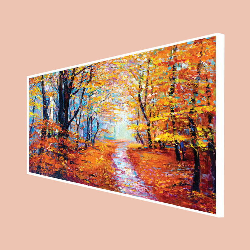Forest In Autumn Canvas Floating Frame Wall Painting
