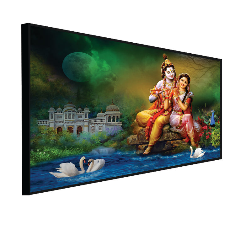 Love of Lord Radha Krishna Canvas Floating Frame  Wall Painting