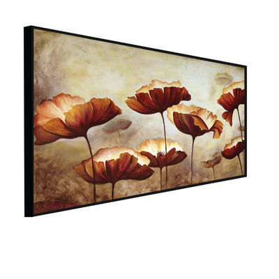 Brown Flower Canvas Floating Frame Wall Painting