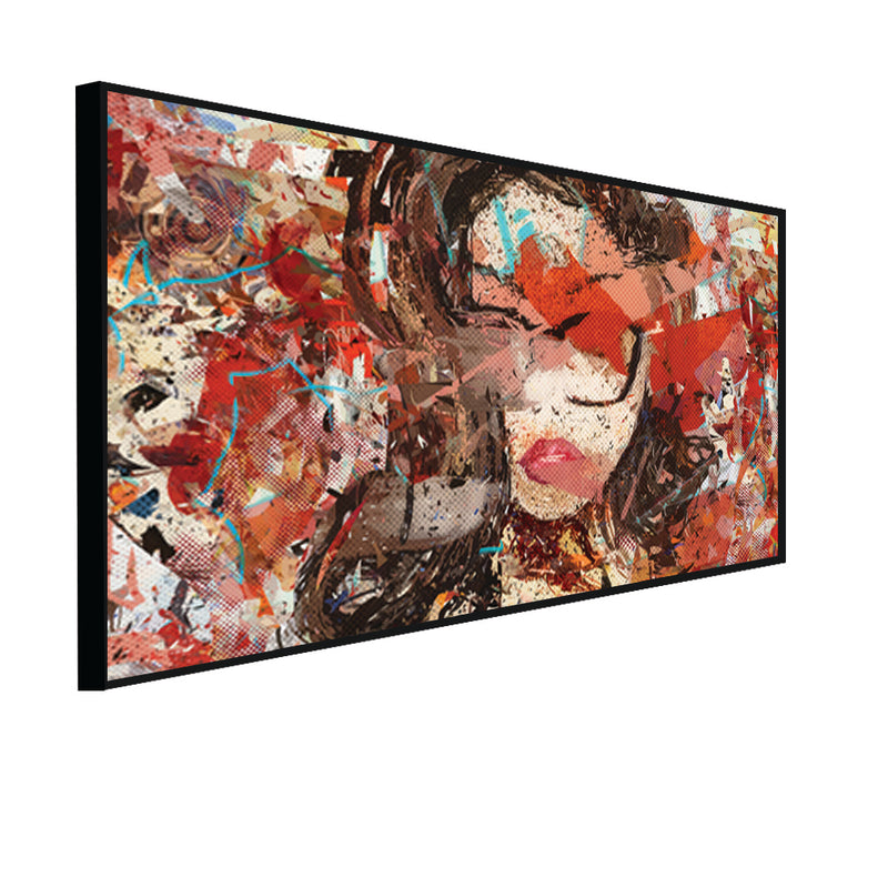 Beautiful Girl Abstract Canvas Floating Frame Wall Painting