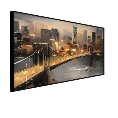 New York City Bridge Canvas Floating Frame Wall Painting