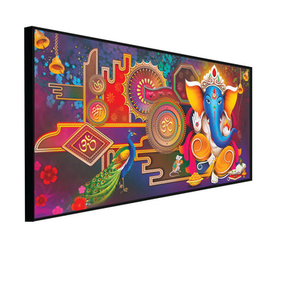 Artistic Ganesha Canvas Floating Frame Wall Painting