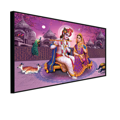 Lord Radha Krishna Beautiful Pink View Canvas Floating Frame Wall Painting