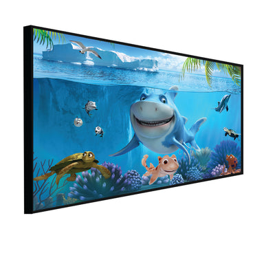 Baby Shark Under Sea Canvas Floating Frame Wall Painting