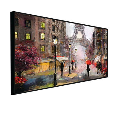Artistic Color Eiffel Tower Scenery Canvas Floating Frame Wall Painting