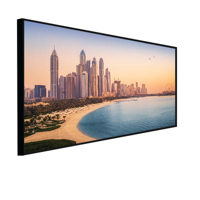 Dubai Buildings Panoramic View Floating Frame Canvas Wall Painting