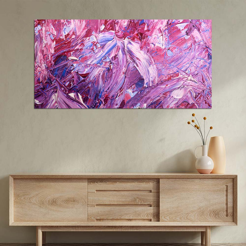 DecorGlance Pink Abstract Canvas Print On Wall Painting
