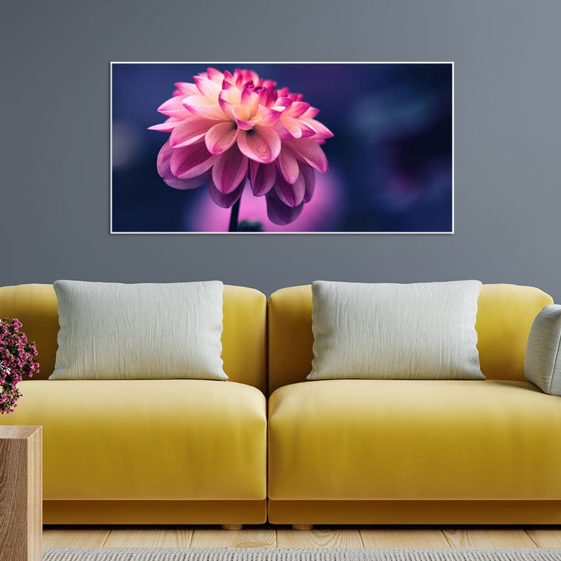 DecorGlance Pink Dahlia Flower Canvas Floating Frame Wall Painting