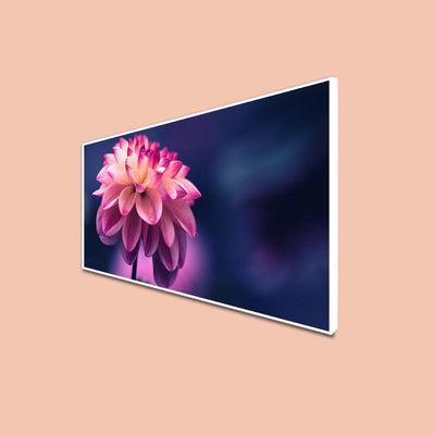 DecorGlance CANVAS PRINT WHITE FLOATING FRAME / (48x24) Inch / (121x60) Cm Pink Dahlia Flower Canvas Floating Frame Wall Painting