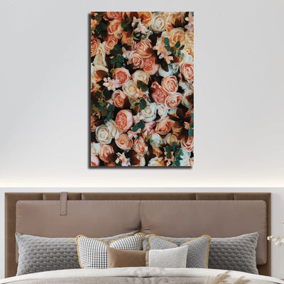DecorGlance Pink Roses Canvas Wall Painting