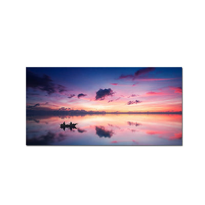 DecorGlance Pink Sky During Sunset Over Lake Canvas Wall Painting