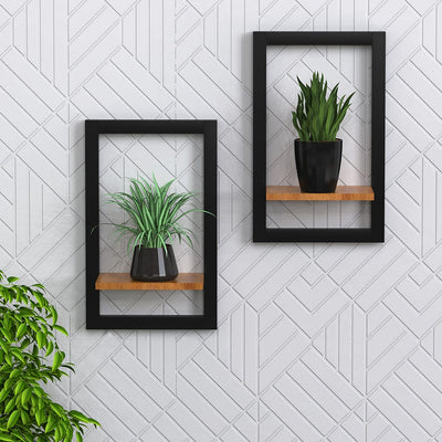 DecorGlance Plant Stands Black Rectangle Wall Hanging Planter Stand