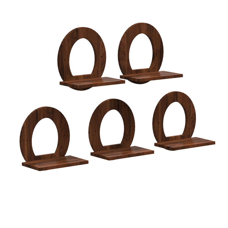 DecorGlance Plant Stands Oak Finish Wooden Oval Shaped Wall Hanging Planter Stand