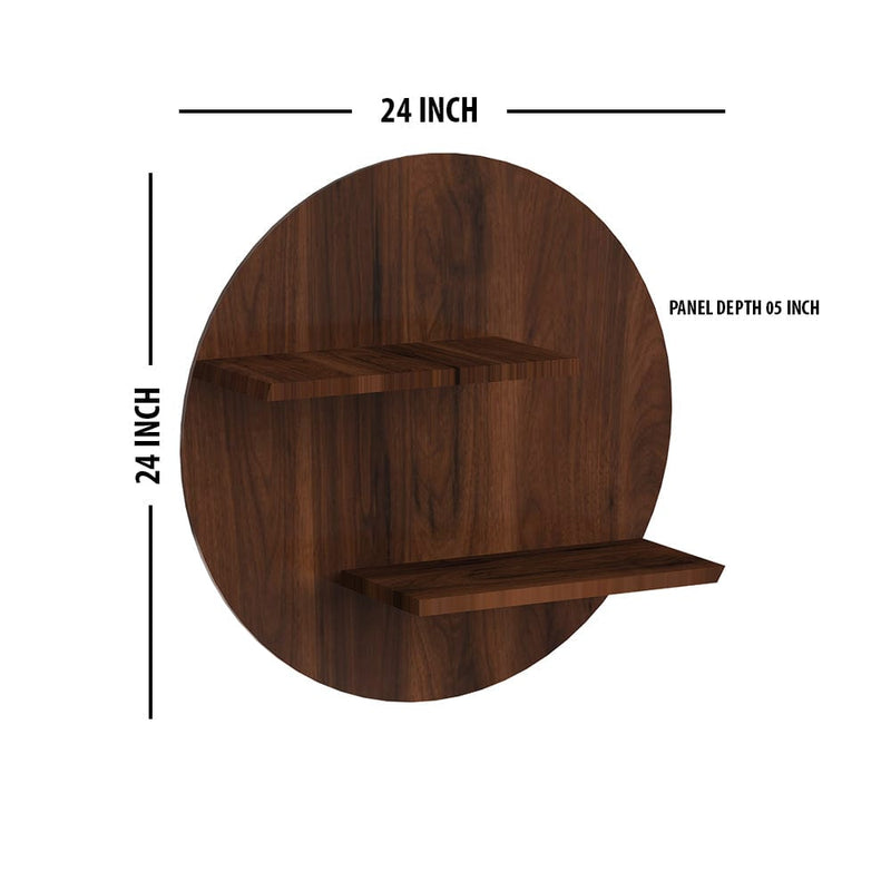 DecorGlance Plant Stands Walnut Finish Wooden Round Shaped Wall Hanging Planter Stand