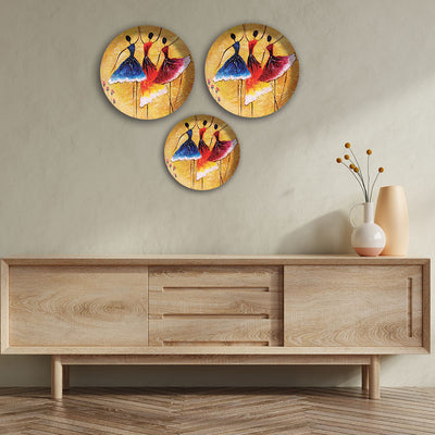 Dancing Doll Wall Plates Painting Set of Three