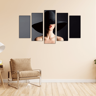 DECORGLANCE Posters, Prints, & Visual Artwork Bold Lady Canvas Wall Painting- With 5 Frames