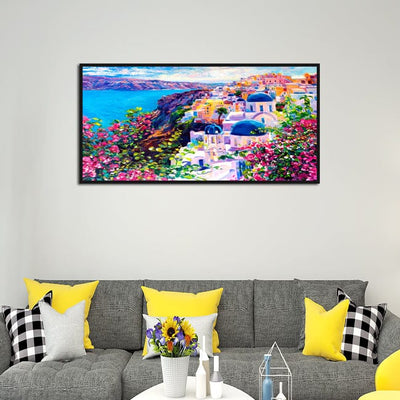 DecorGlance Posters, Prints, & Visual Artwork Colorful Artistic House Canvas Floating Frame Wall Painting