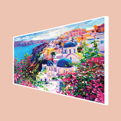 DecorGlance Posters, Prints, & Visual Artwork CANVAS PRINT WHITE FLOATING FRAME / (48x24) Inch / (121x60) Cm Colorful Artistic House Canvas Floating Frame Wall Painting