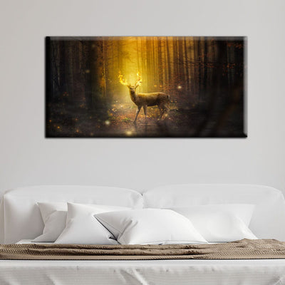 DecorGlance Posters, Prints, & Visual Artwork Golden Fire Deer Canvas Wall Painting