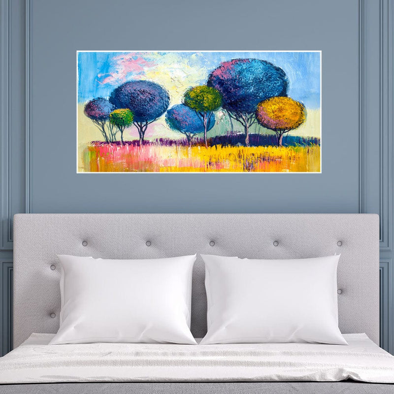 DecorGlance Posters, Prints, & Visual Artwork High On Happiness Colorful Artistic Tree Floating Frame Canvas Wall Painting