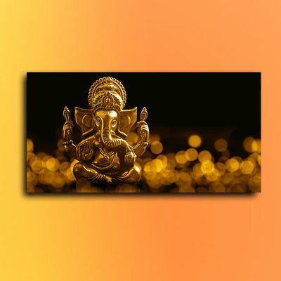 decorglance Posters, Prints, & Visual Artwork Lord Golden Ganesha Canvas Wall Painting