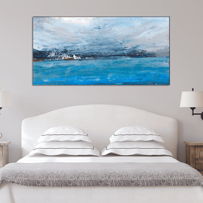 DECORGLANCE Posters, Prints, & Visual Artwork Monochromatic Blue Abstract Canvas Wall Painting