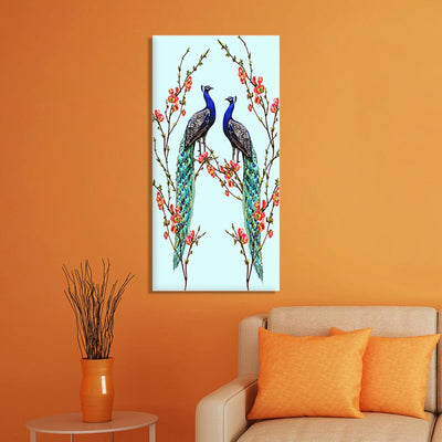 decorglance Posters, Prints, & Visual Artwork Pair of Peacock Canvas Wall Painting