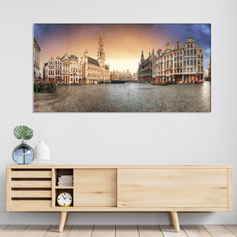 DECORGLANCE Posters, Prints, & Visual Artwork Panorama View Of Grand Place Canvas Wall Painting