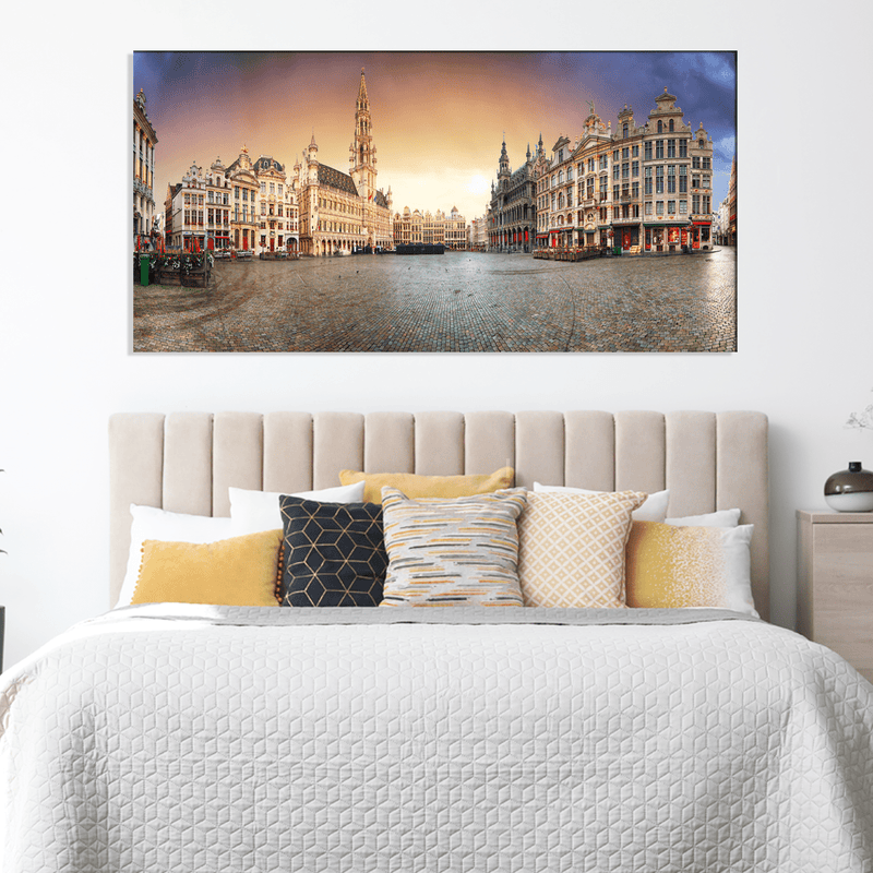 DECORGLANCE Posters, Prints, & Visual Artwork Panorama View Of Grand Place Canvas Wall Painting