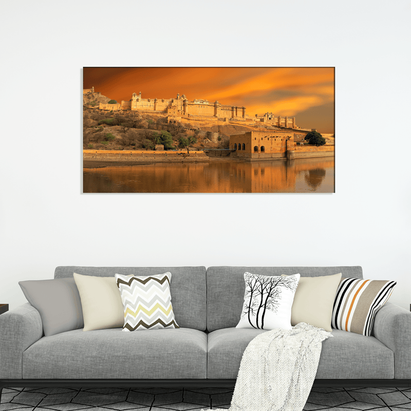 DECORGLANCE Posters, Prints, & Visual Artwork Panoramic View Of Majestic Amber Canvas Wall Painting