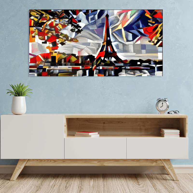 DECORGLANCE Posters, Prints, & Visual Artwork Patch Art Eiffel Tower Canvas Wall Painting