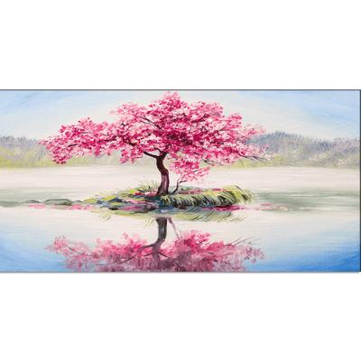 DECORGLANCE Posters, Prints, & Visual Artwork Pink Flowers Tree Abstract Art Canvas Wall Painting