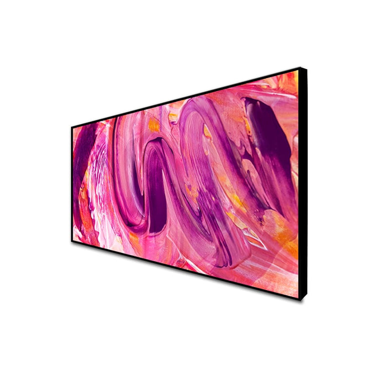 DecorGlance Posters, Prints, & Visual Artwork CANVAS PRINT BLACK FLOATING FRAME / (48x24) Inch / (121x60) Cm Pink Marbling Effect Abstract Floating Frame Canvas Wall Painting