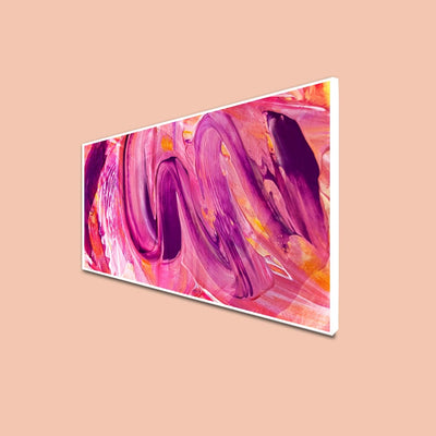 DecorGlance Posters, Prints, & Visual Artwork CANVAS PRINT WHITE FLOATING FRAME / (48x24) Inch / (121x60) Cm Pink Marbling Effect Abstract Floating Frame Canvas Wall Painting
