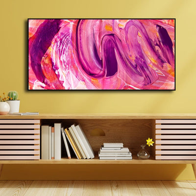 DecorGlance Posters, Prints, & Visual Artwork Pink Marbling Effect Abstract Floating Frame Canvas Wall Painting