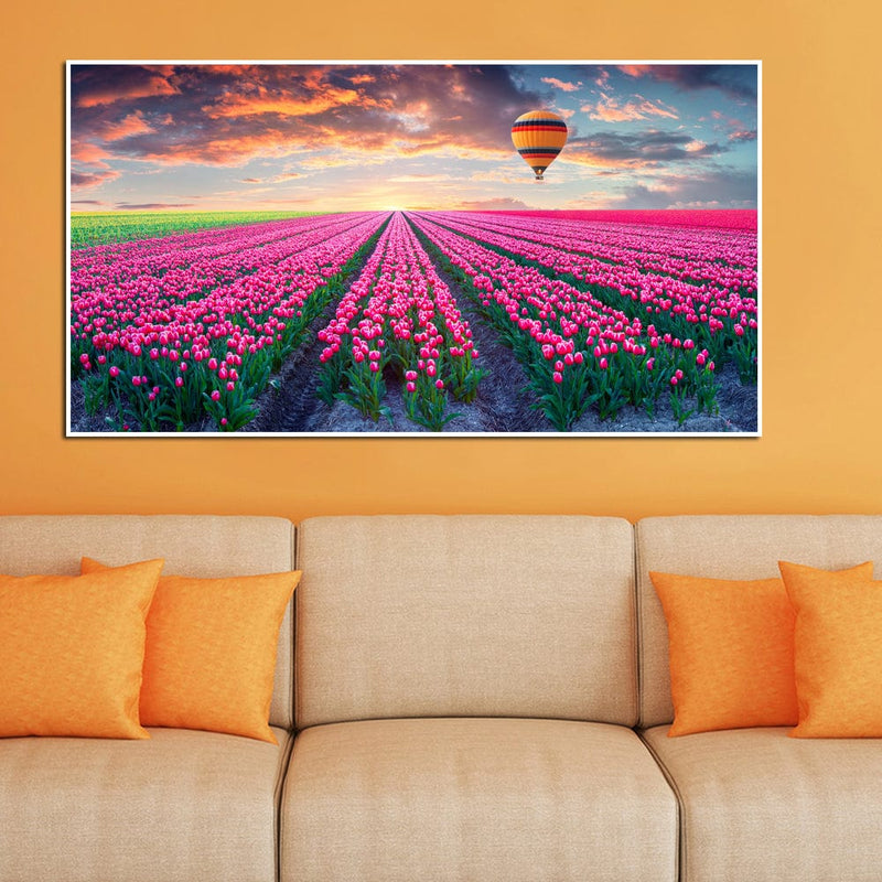 DecorGlance Posters, Prints, & Visual Artwork Pink Roses Canvas Floating Frame Wall Painting