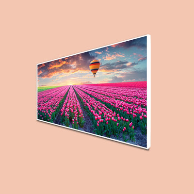DecorGlance Posters, Prints, & Visual Artwork CANVAS PRINT WHITE FLOATING FRAME / (48x24) Inch / (121x60) Cm Pink Roses Canvas Floating Frame Wall Painting