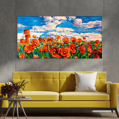 DECORGLANCE Posters, Prints, & Visual Artwork Poppy Flower Garden Canvas Wall Painting