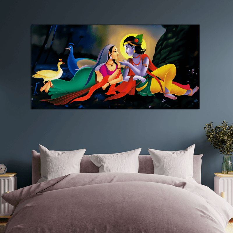 DECORGLANCE Posters, Prints, & Visual Artwork Radha Krishna Modern Abstract Art Canvas Wall Painting