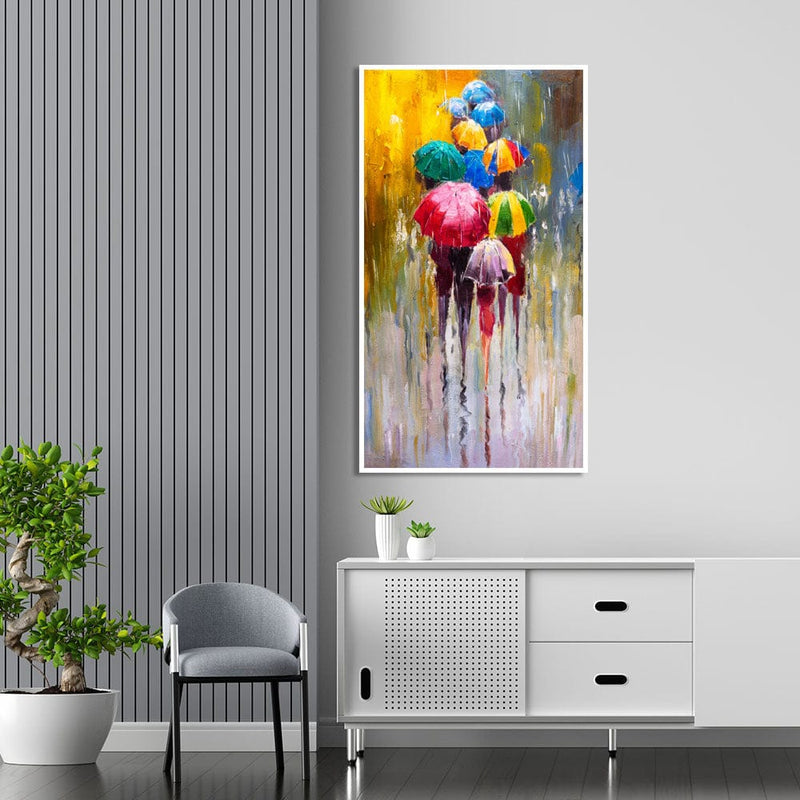 DecorGlance Posters, Prints, & Visual Artwork Rainy Season Abstract Floating Frame Canvas Wall Painting
