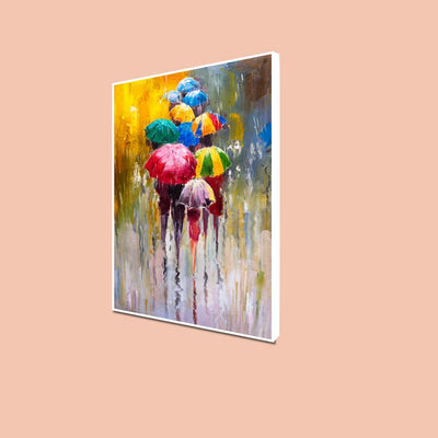 DecorGlance Posters, Prints, & Visual Artwork CANVAS PRINT WHITE FLOATING FRAME / (24x48) Inch / (60x121) Cm Rainy Season Abstract Floating Frame Canvas Wall Painting