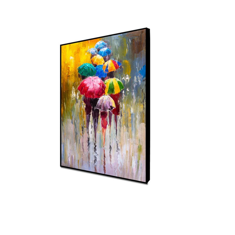DecorGlance Posters, Prints, & Visual Artwork CANVAS PRINT BLACK FLOATING FRAME / (24x48) Inch / (60x121) Cm Rainy Season Abstract Floating Frame Canvas Wall Painting